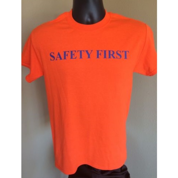 Gilden Other - Safety First Orange T-Shirt Mens Size S Gilden